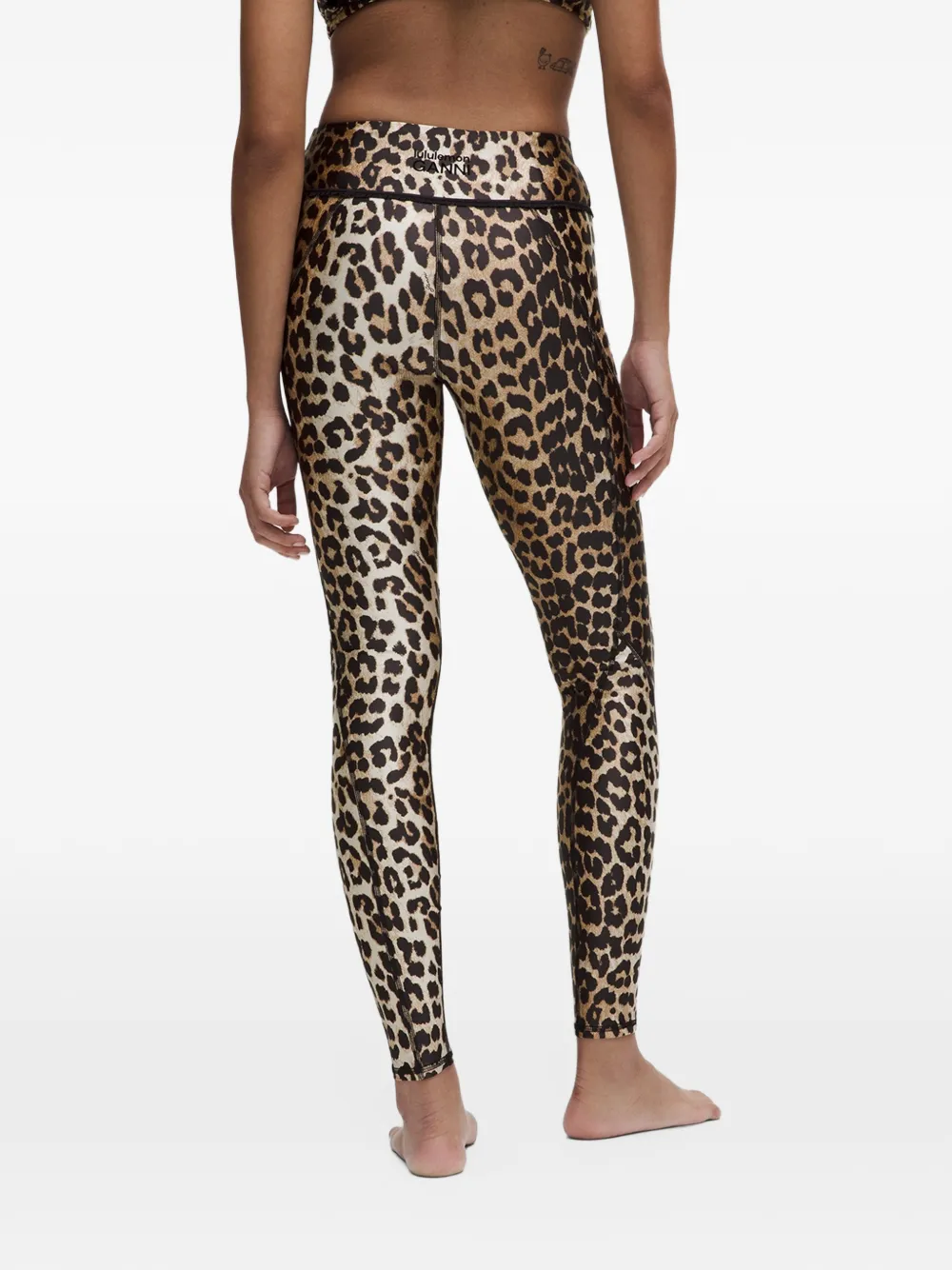 GANNI leopard-print performance trousers Beige