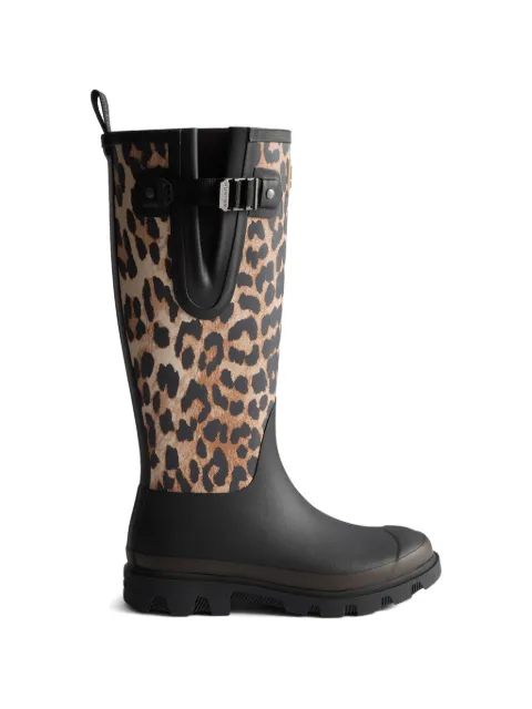 GANNI x Hunter downpour tall boots in Leopard