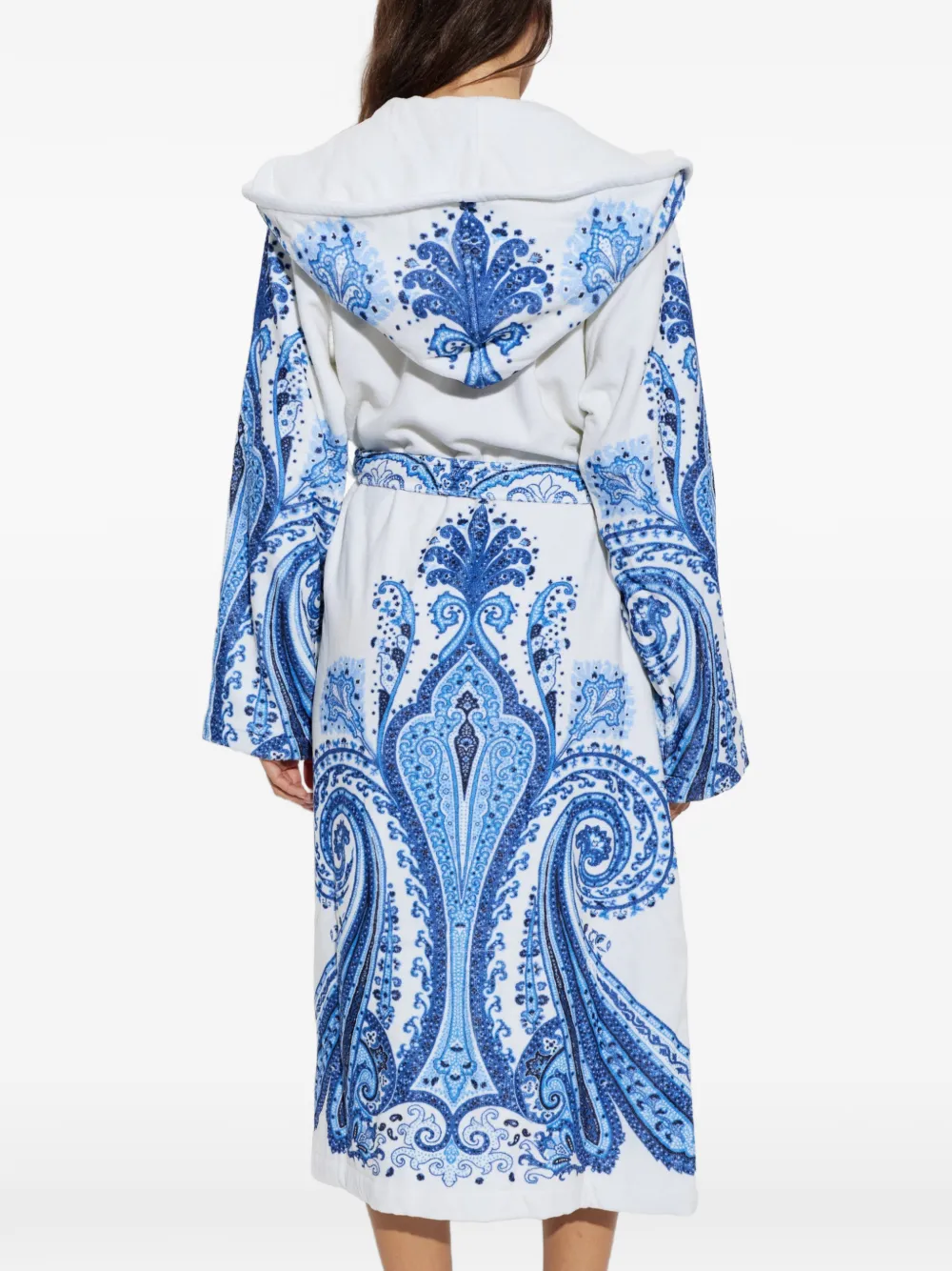 ETRO HOME Badjas met paisley-print en capuchon Wit