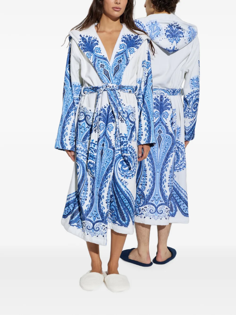 ETRO HOME Badjas met paisley-print en capuchon Wit