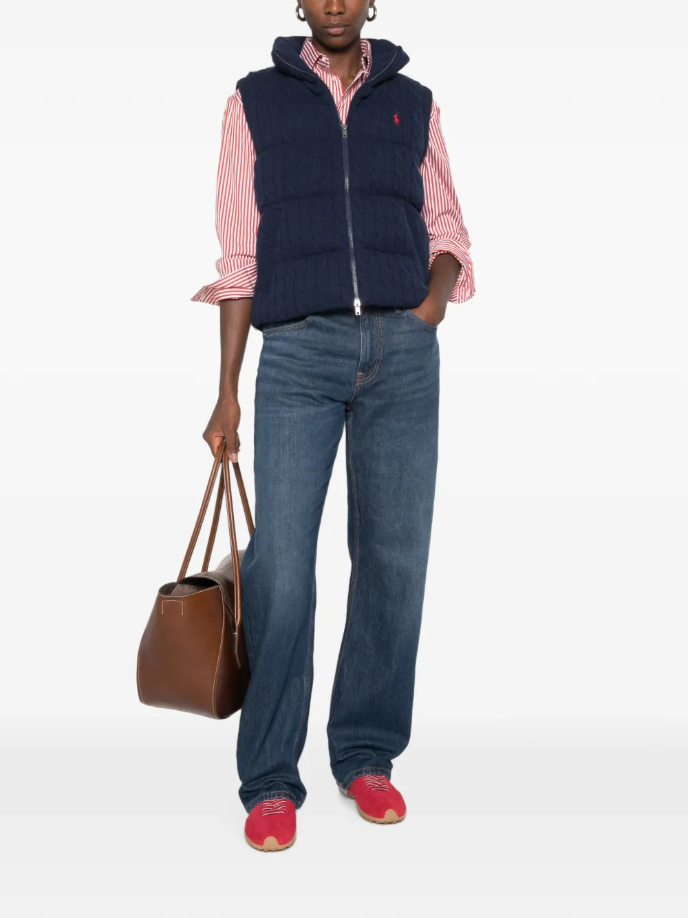 Polo Ralph Lauren cable-knit padded gilet Blauw