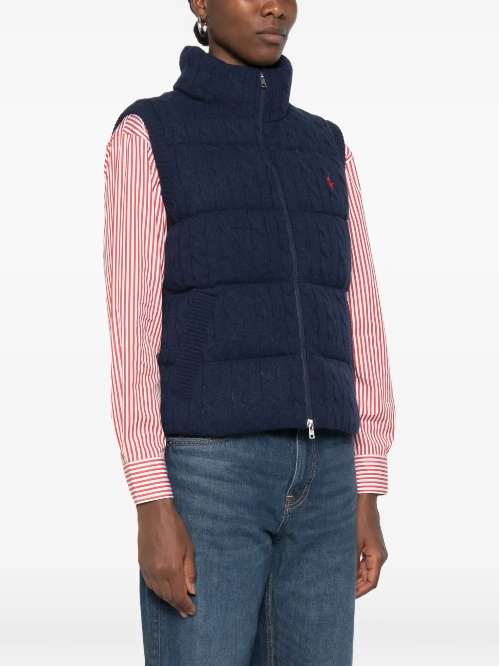 Polo Ralph Lauren cable-knit padded gilet Blauw