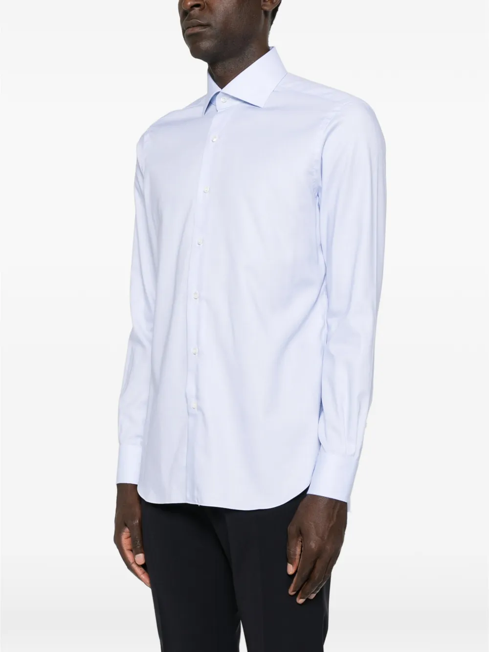 Barba spread-collar long-sleeve shirt Blauw