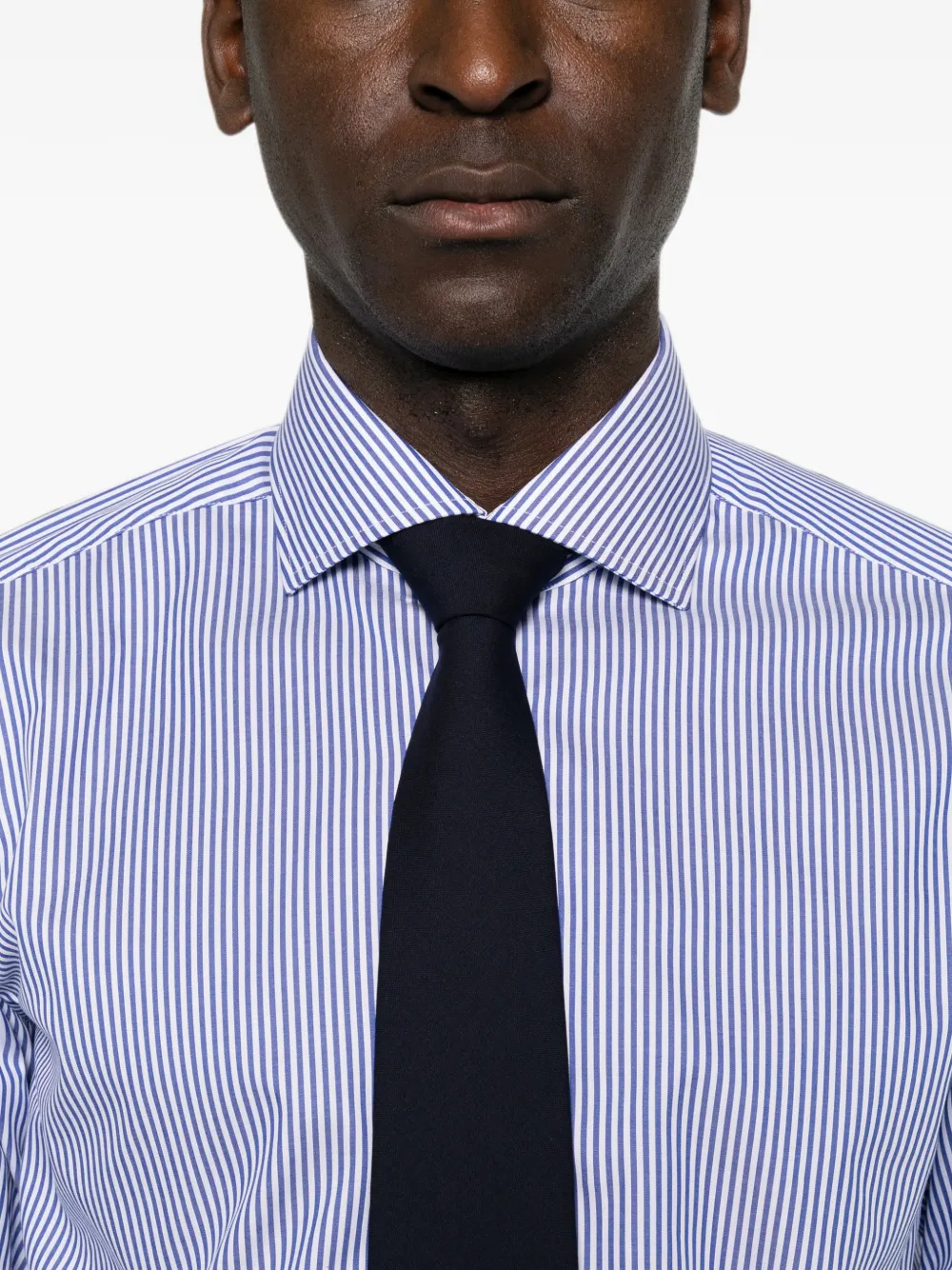 Barba striped-pattern spread-collar shirt Wit