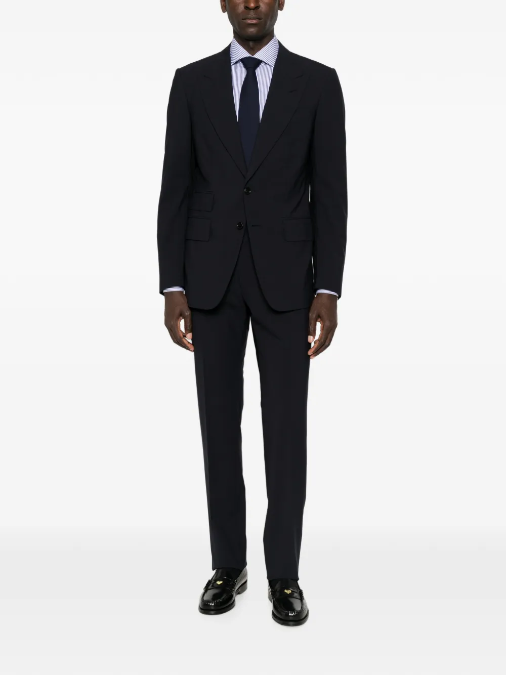 Barba striped-pattern spread-collar shirt Wit