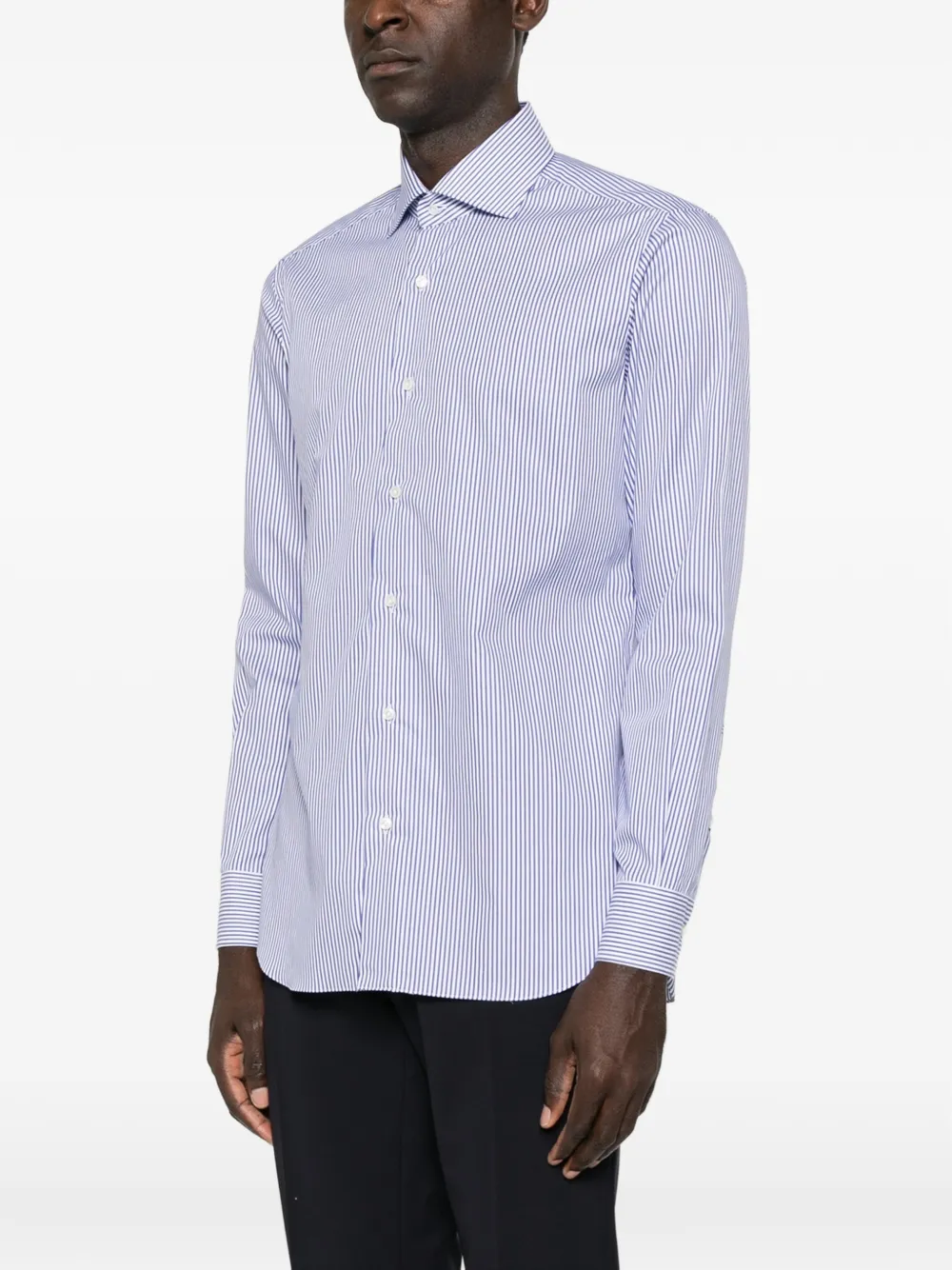 Barba striped-pattern spread-collar shirt Wit
