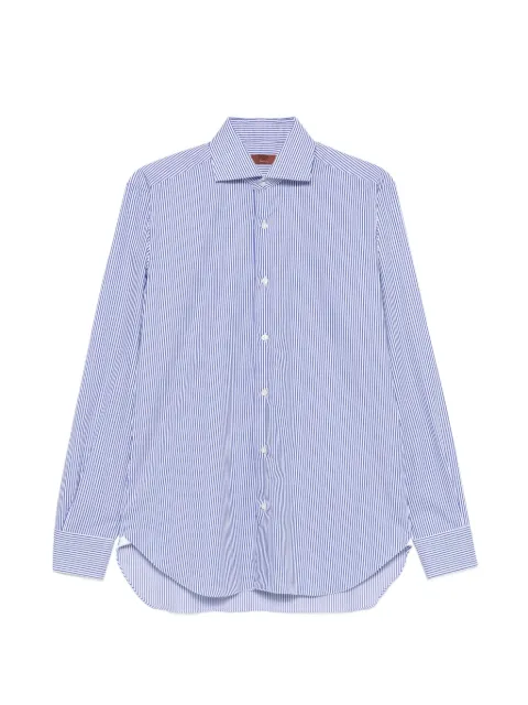 Barba striped-pattern spread-collar shirt