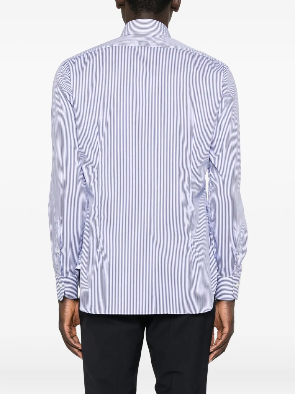 Barba striped-pattern spread-collar shirt Wit