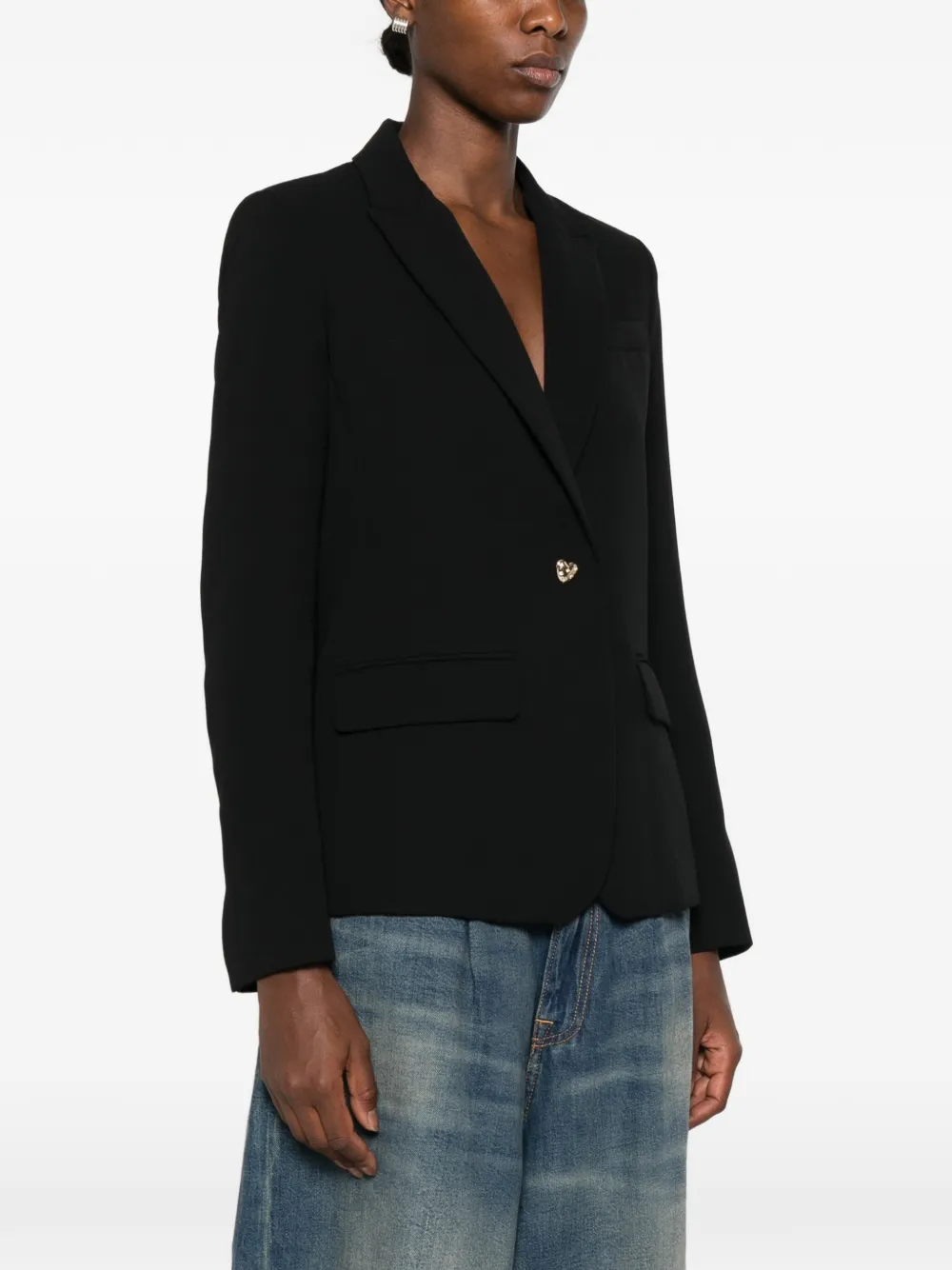 TWINSET Crêpe blazer met hartvormige knoop Zwart