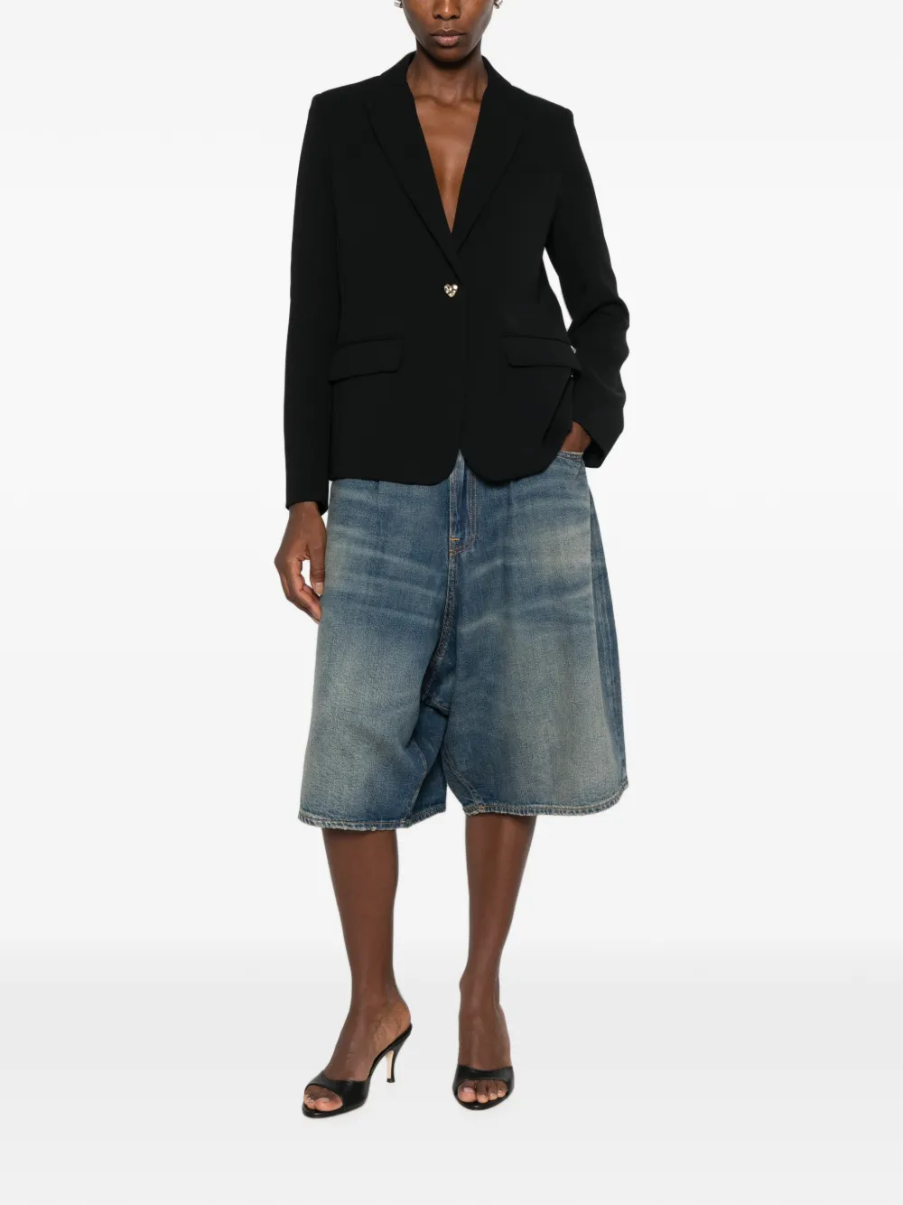 TWINSET Crêpe blazer met hartvormige knoop Zwart