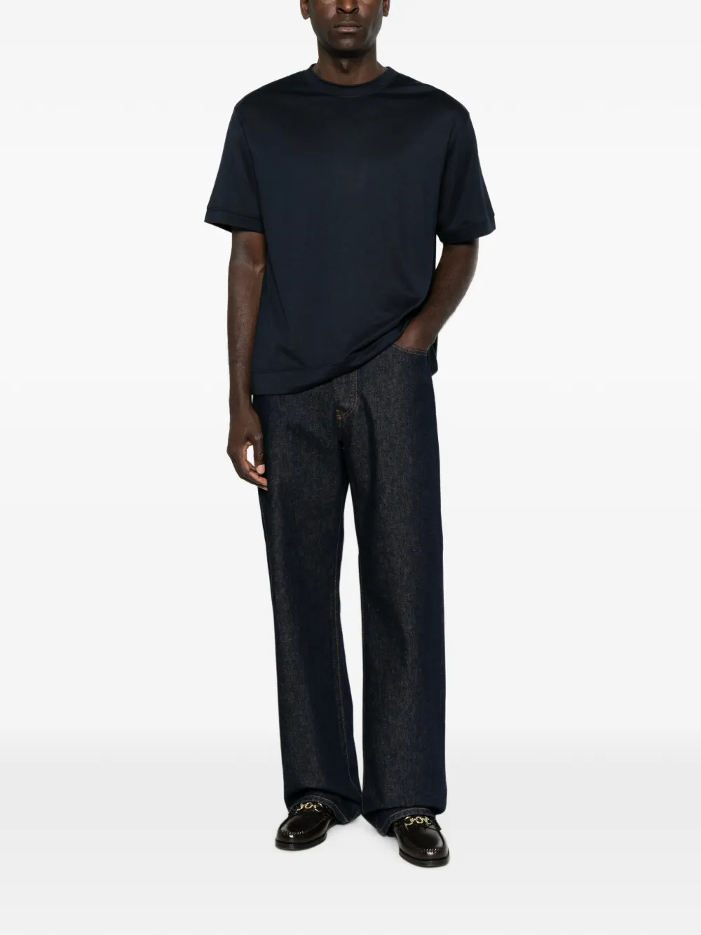 Paolo Pecora T-shirt met korte mouwen en geribbelde afwerking Blauw