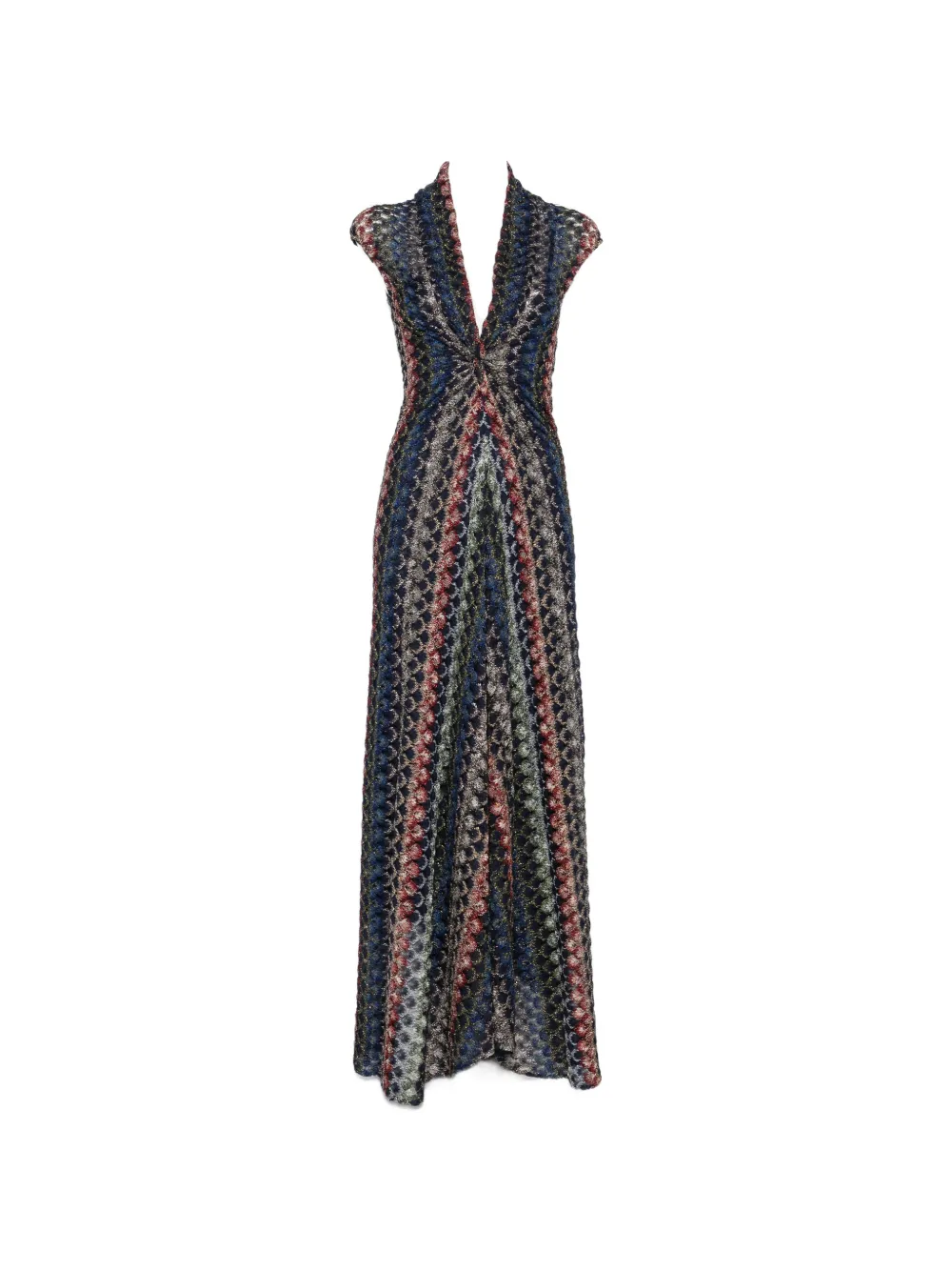 Missoni chevron-knit V-neck dress - Blue