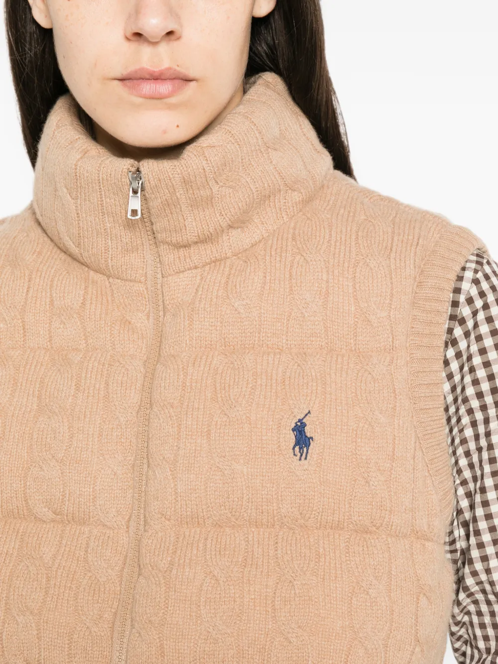 Polo Ralph Lauren Gewatteerde kabelgebreide bodywarmer Beige