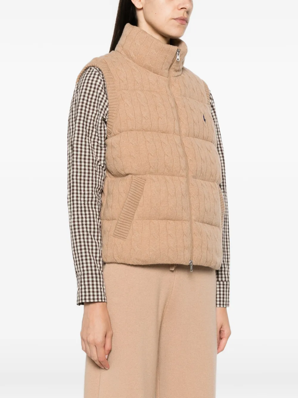 Polo Ralph Lauren Gewatteerde kabelgebreide bodywarmer Beige