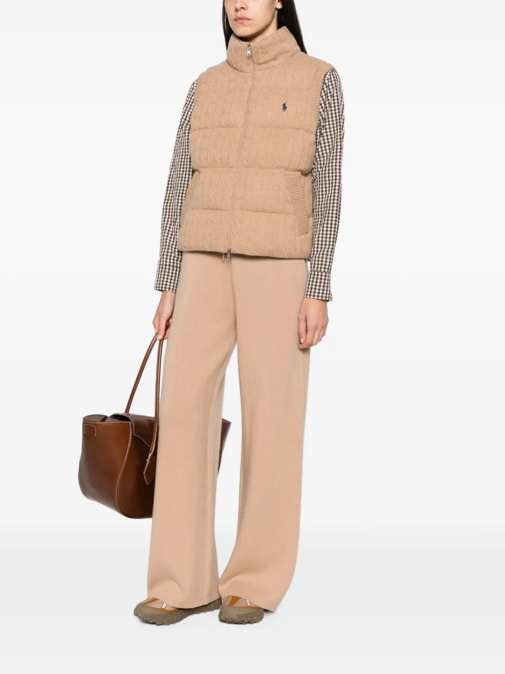 Polo Ralph Lauren Gewatteerde kabelgebreide bodywarmer Beige