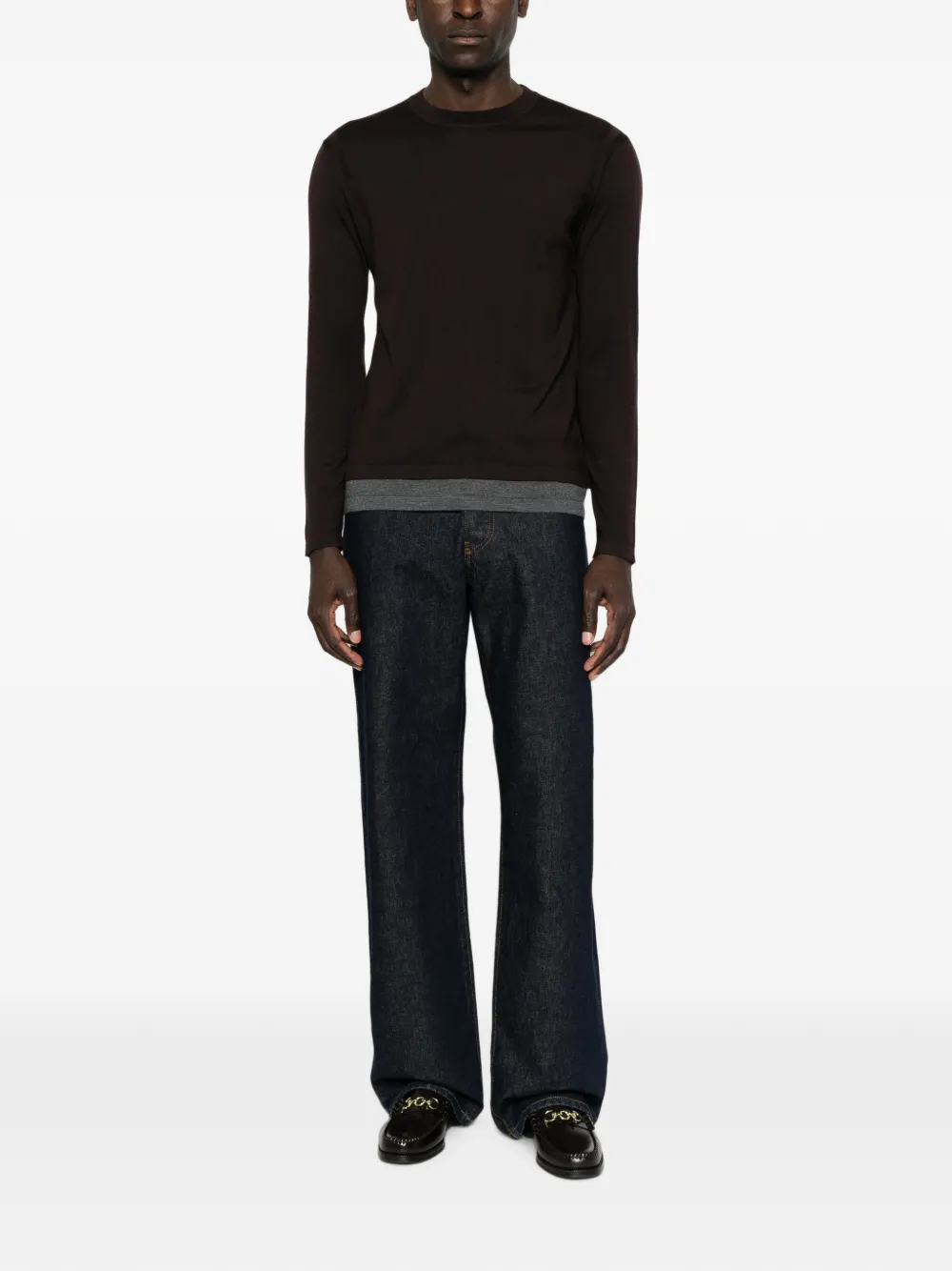 Paolo Pecora crew-neck long-sleeve knit Bruin