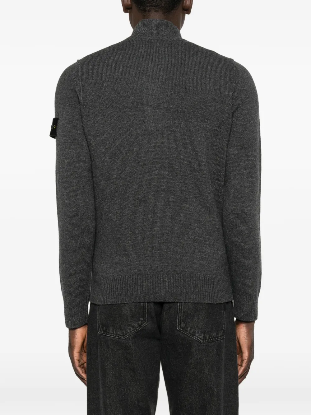 Stone Island logo-patch button-up polo shirt Grijs