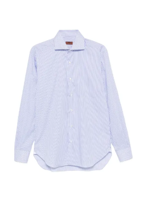 Barba vertical-stripe spread-collar shirt