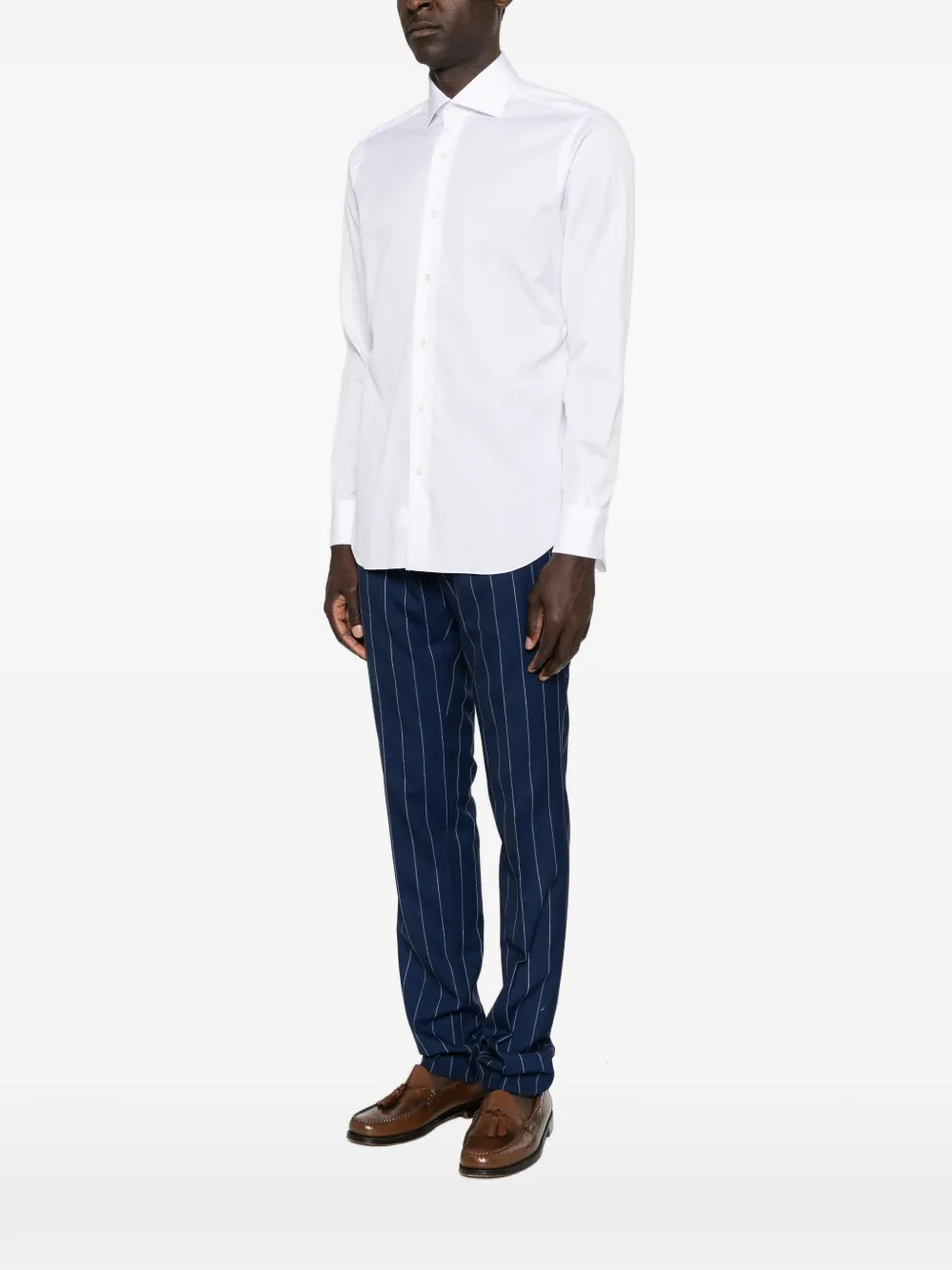 Barba long-sleeve button-up shirt Wit