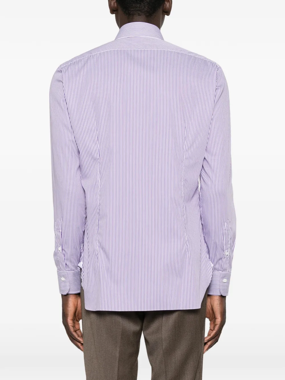 Barba striped-print spread-collar shirt Wit