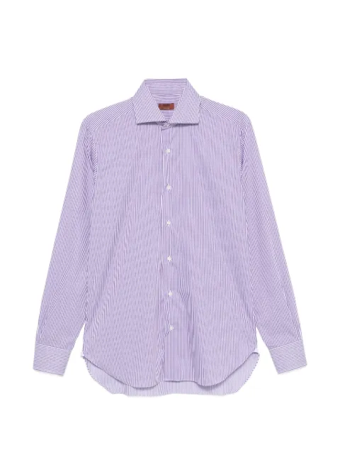Barba camisa con cuello italiano y rayas estampadas