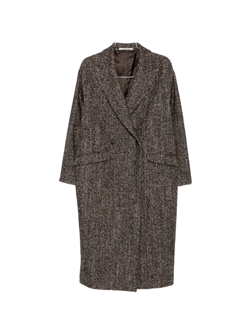 Tagliatore Herringbone-pattern Double-breasted Coat In Burgundy