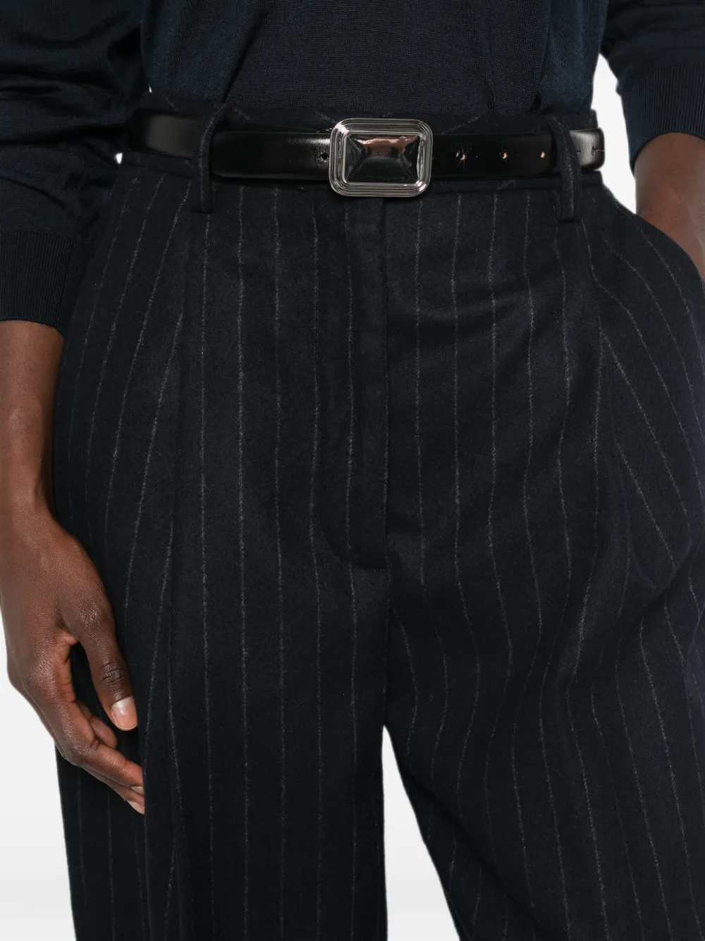 THELATEST E-Alex broek met krijtstreep Blauw