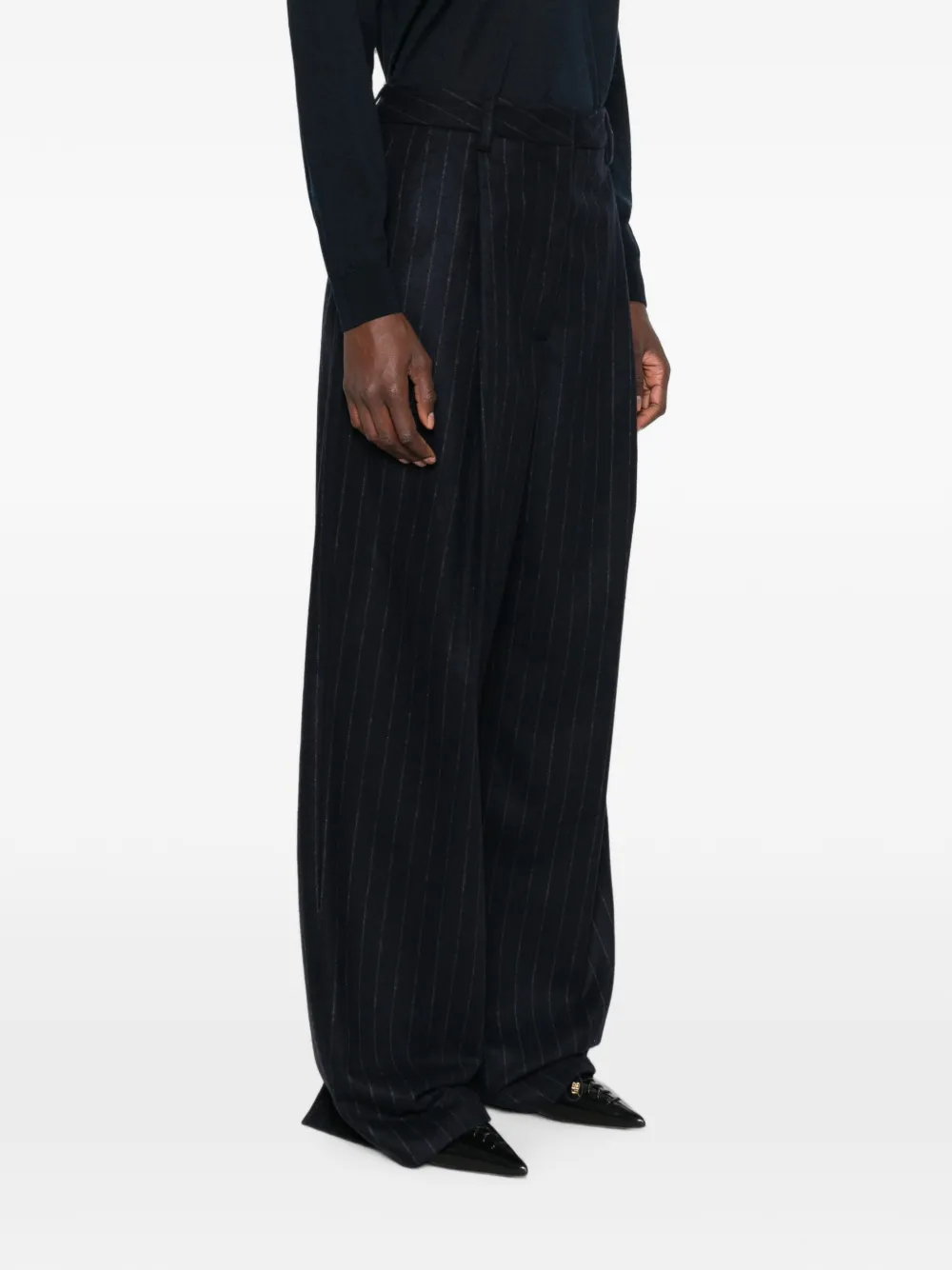 THELATEST E-Alex broek met krijtstreep Blauw