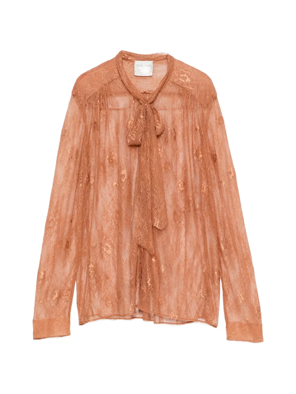Forte Forte lace pussy-bow shirt - Braun