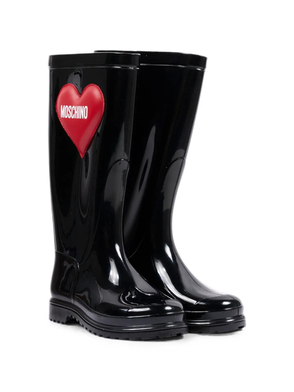 Moschino Kids heart-patch wellies boots Zwart
