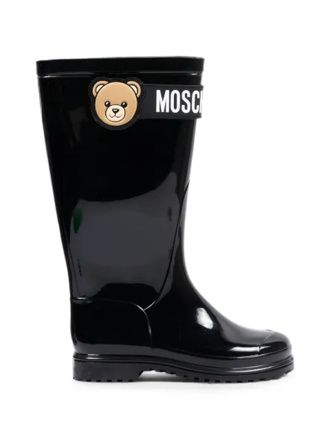 Moschino Kids Teddy Bear logo-print boots