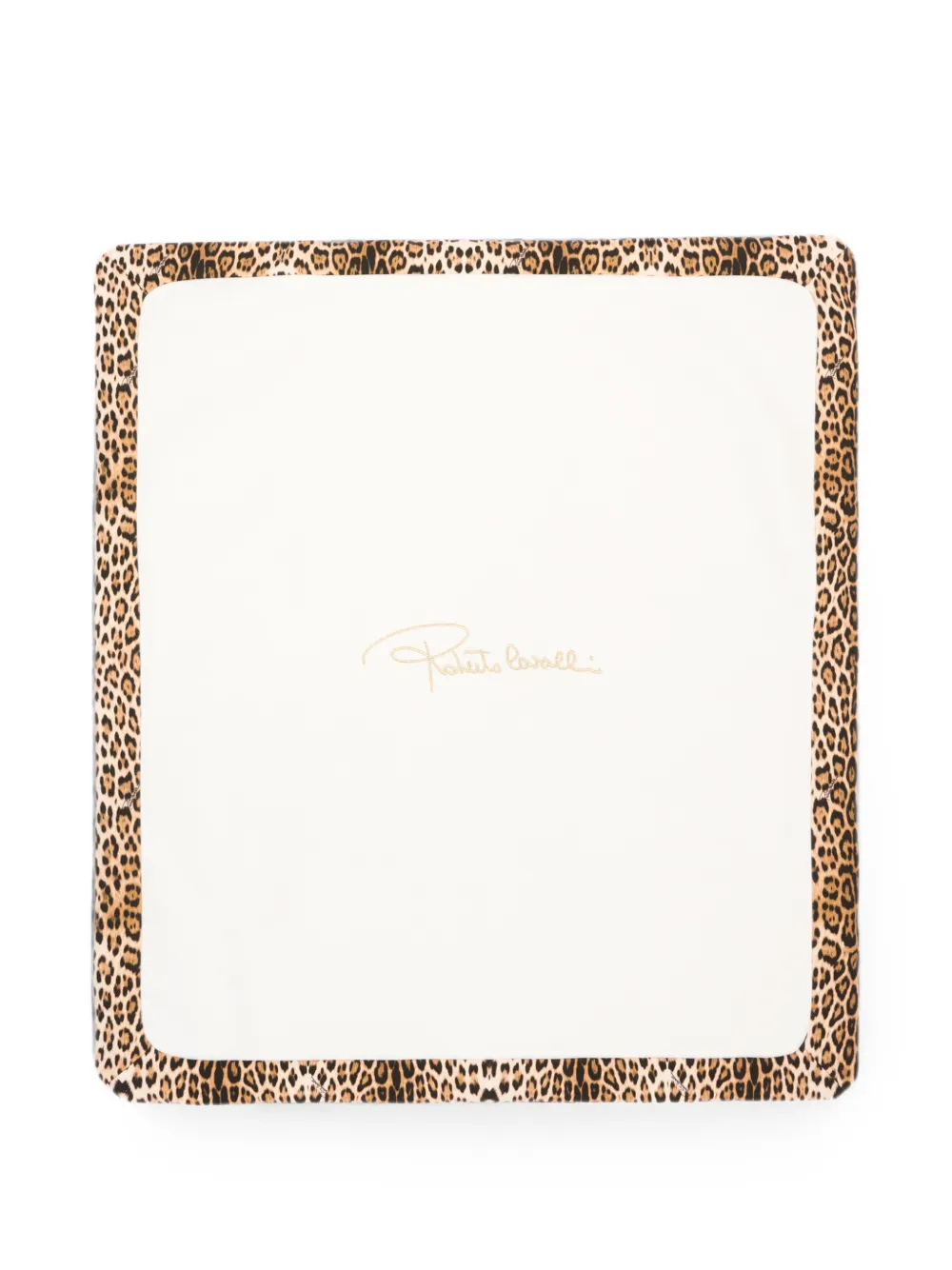 Roberto Cavalli Junior leopard-print logo-embroidered blanket - Toni neutri