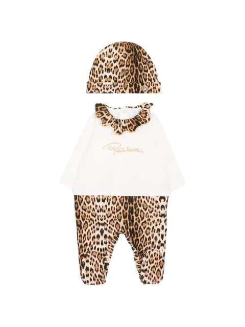Roberto Cavalli Junior set de pelele con estampado de leopardo y volantes
