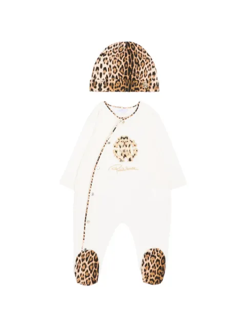 Roberto Cavalli Junior leopard-print logo-embroidered babygrow set