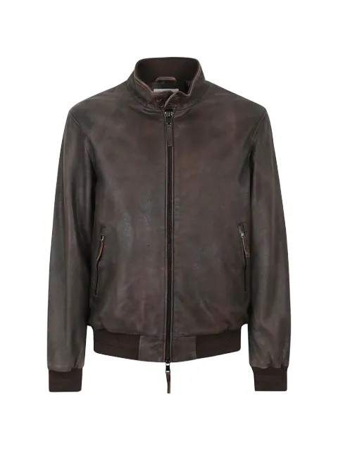 Sword zip-up leather jacket