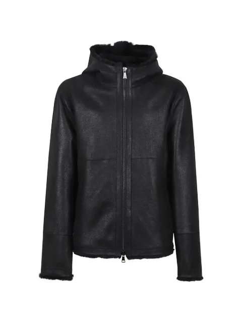 Sword hooded shearling jacket