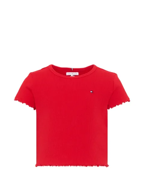 Tommy Hilfiger Junior Essential ribbed-knit lettuce-trim T-shirt
