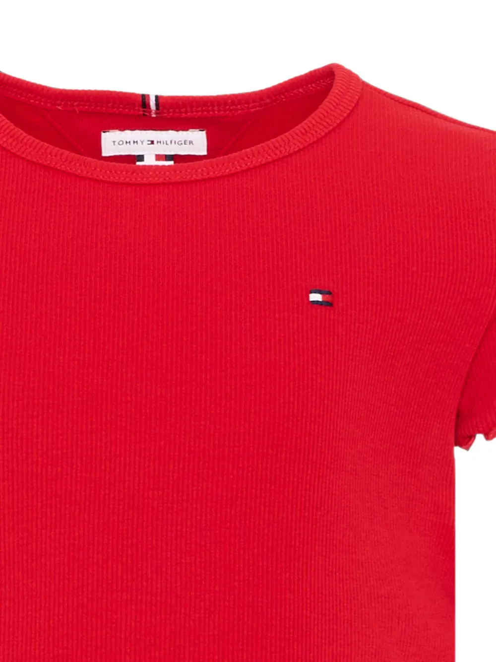 Tommy Hilfiger Junior Essential ribgebreid T-shirt met afwerking Rood