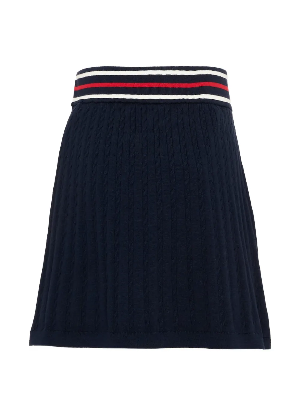 Tommy Hilfiger Junior Kabelgebreide rok met A-lijn en gestreepte tailleband Blauw