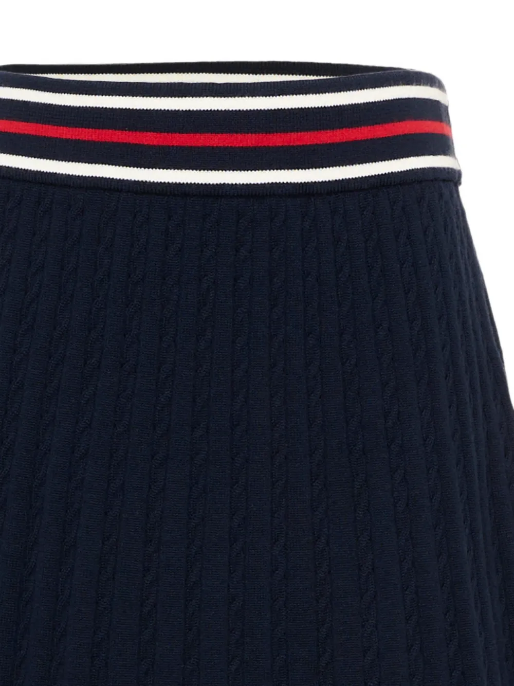 Tommy Hilfiger Junior Kabelgebreide rok met A-lijn en gestreepte tailleband Blauw
