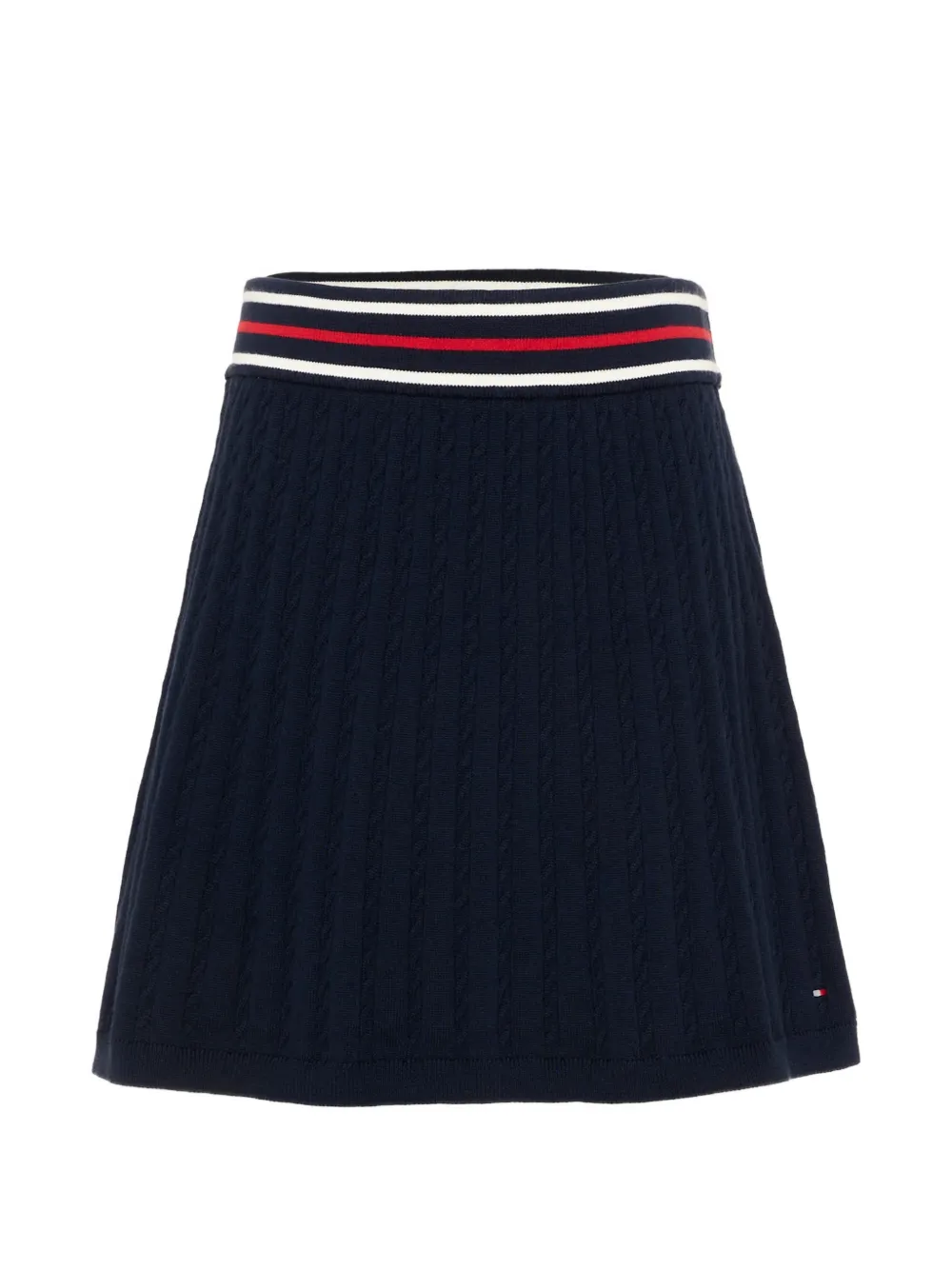 Tommy Hilfiger Junior cable-knit striped-waistband A-line skirt - Blu