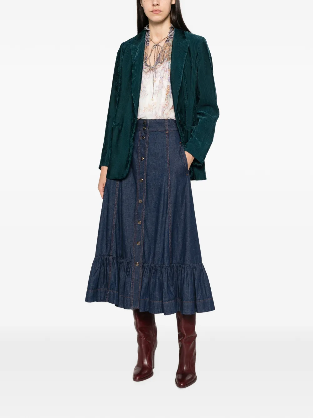 Forte Ribfluwen blazer Groen