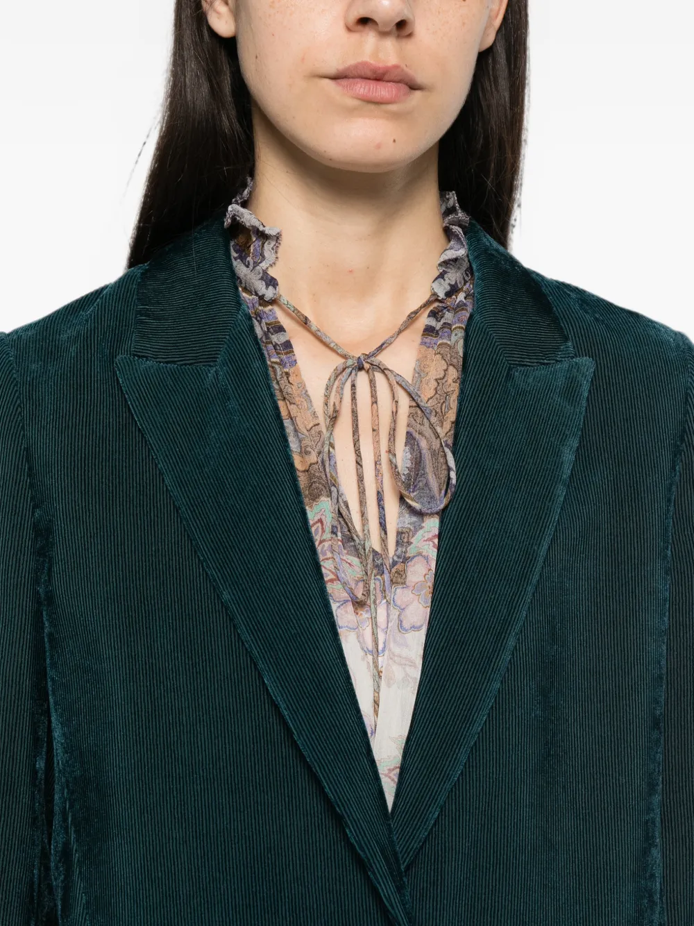Forte Ribfluwen blazer Groen