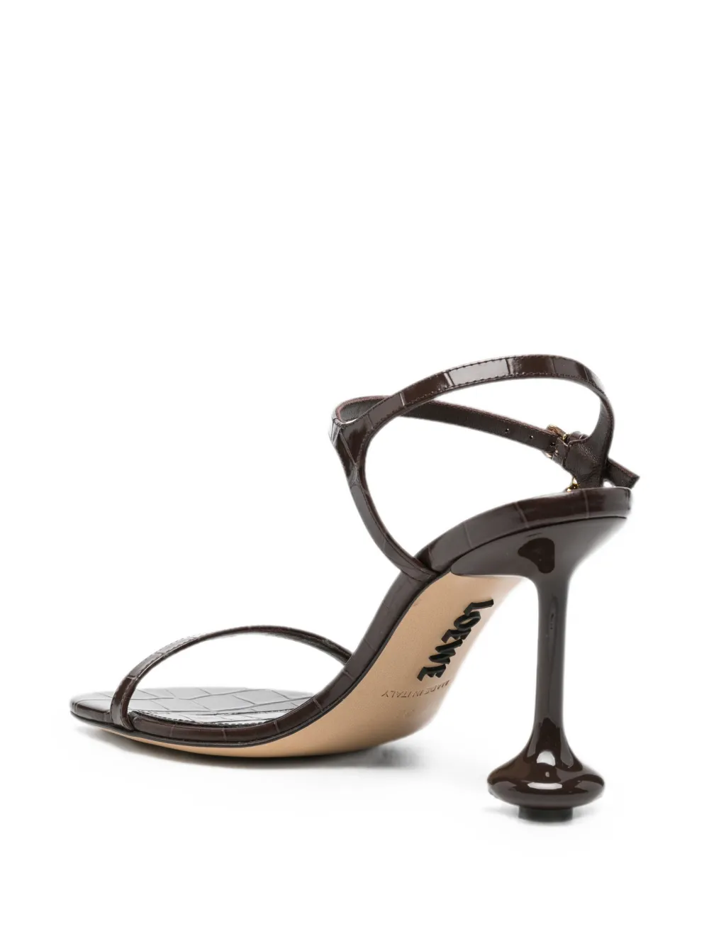 LOEWE crocodile-effect heeled sandals Bruin