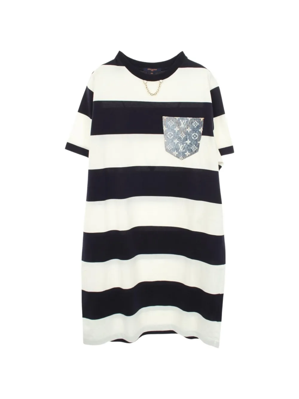 Pre-owned Louis Vuitton 2010s Monogram Front-pocket Striped Dress In White