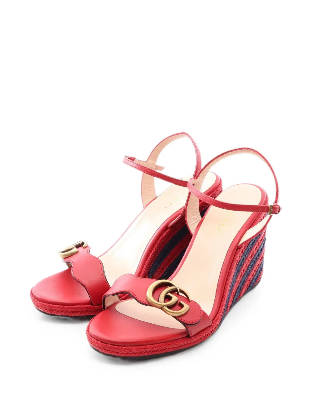 Gucci Pre-Owned 2020s Double G wedge sandals - Rosso