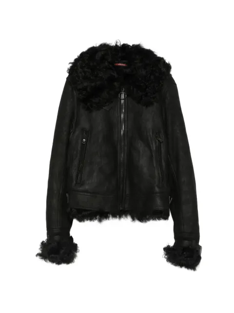 Prada Pre-Owned veste à finitions en peau lainée (années 2000)