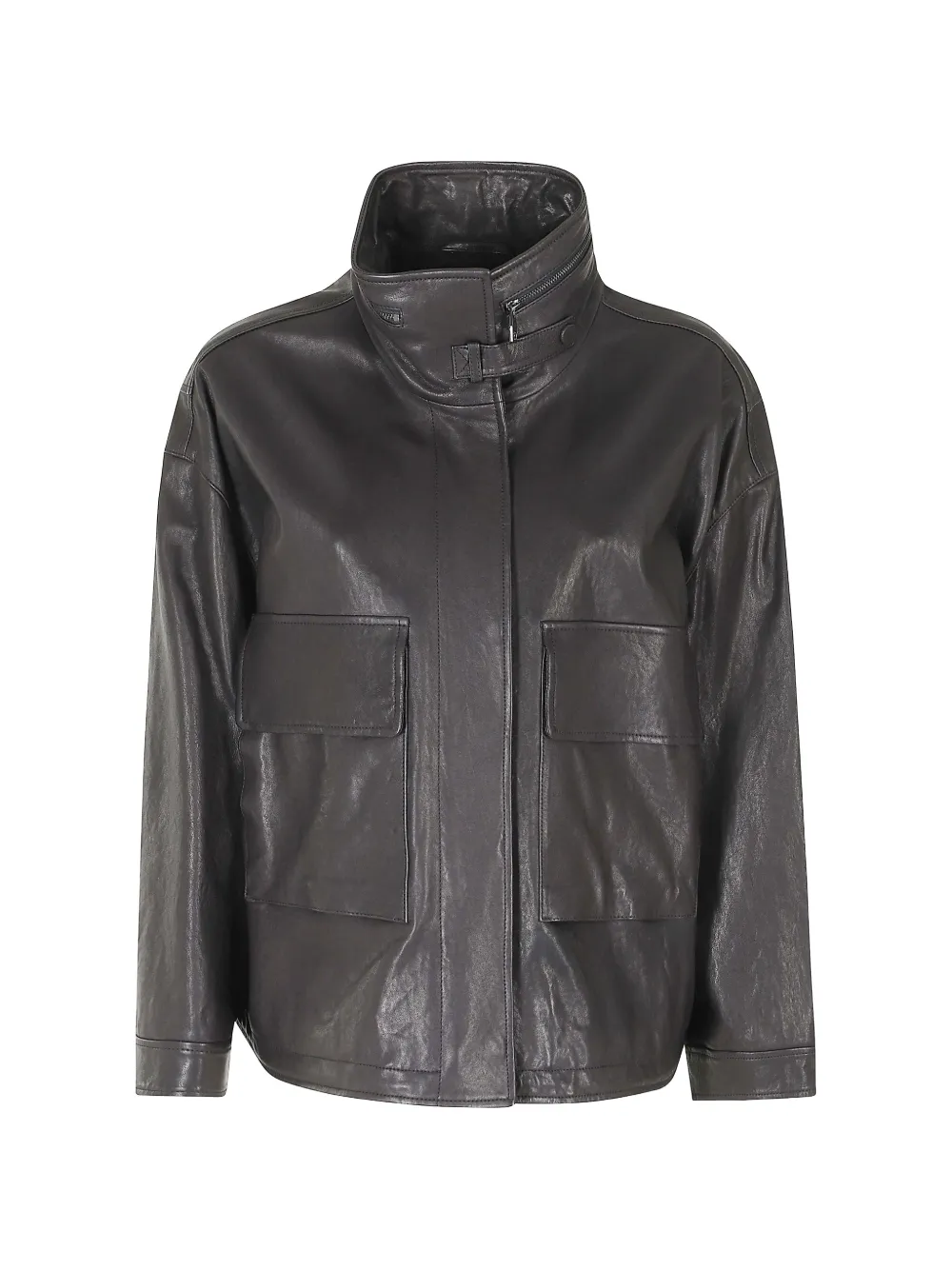 Emporio Armani flap-pocket leather jacket - Grigio