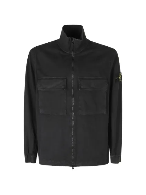Stone Island 1200024 stretch organic broken twill cotton 'old' effect overshirt