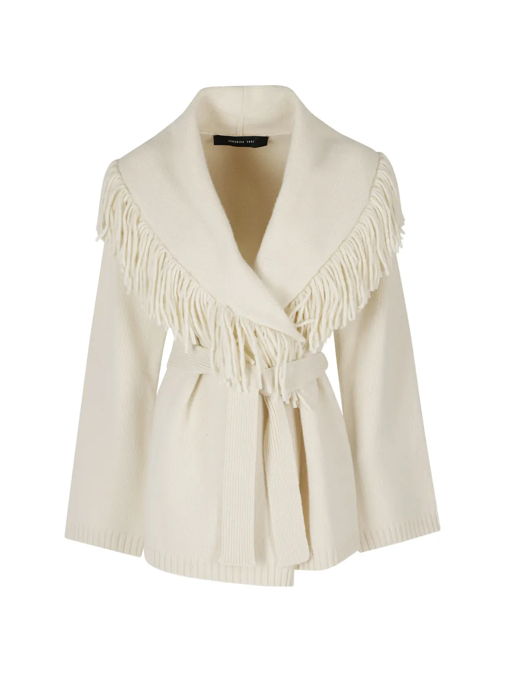 Federica Tosi fringe-trim belted cardigan - Nude